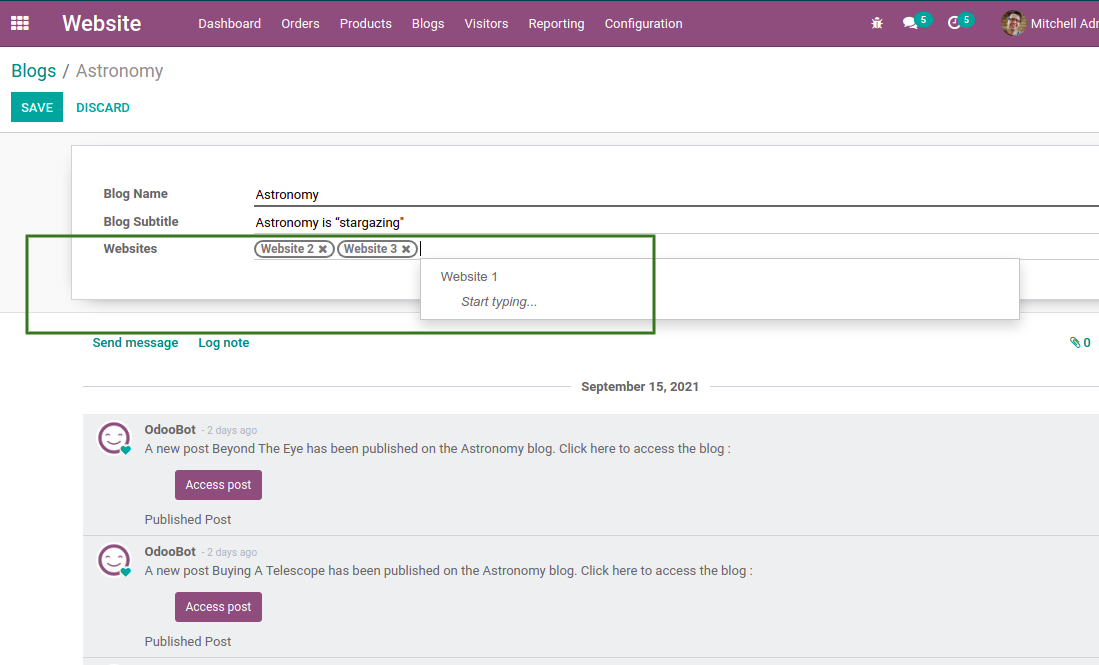 with this module, multiple websites can be selectable
