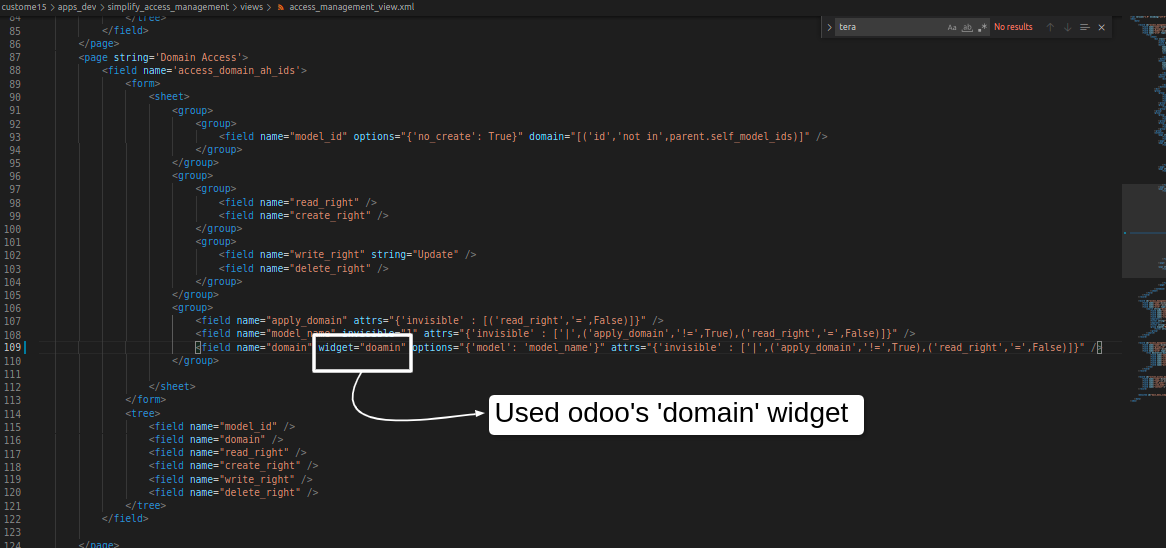 Odoo's domain widget